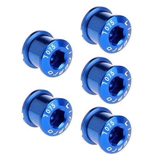 Aixia 5Pcs MTB Bicycle Chainwheel Screws Cycling Chainring Wheel Bolt Bike Disc Screws (Blue)
