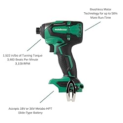 Metabo HPT 18V Cordless Impact Driver, 1,522 In-Lbs