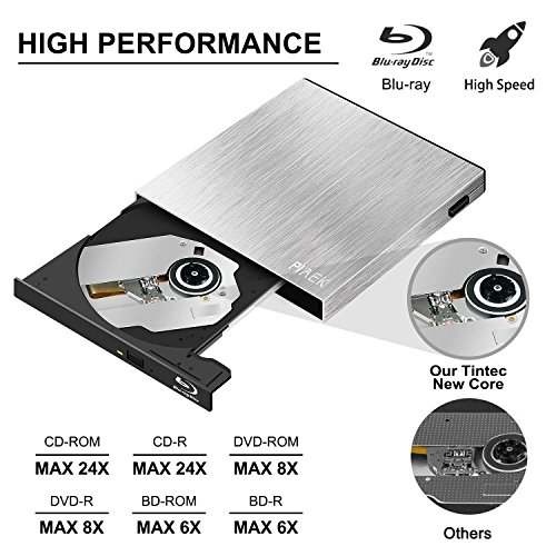 External Blu Ray DVD Drive Burner 4K 3D, Portable Ultra Slim USB 3.0 Bluray BD CD DVD Burner Player Writer Reader Disk for PC Mac OS, Windows 7/8/10,Linxus, Laptop