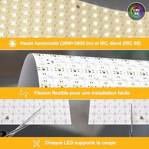 LED Backlight Warm White Light 3000K 24V 36W, Dimmable Panel Compatible with Alexa, LED Light Panel with Remote Control & APP, 50 x 24.5 cm for Marble, Translucent Worktop (4 Pack)