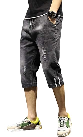 black ripped capri jeans