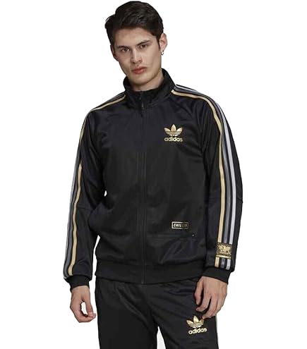 adidas Originals Men's Graphics Y2K Track Top Black/Orange Rush X