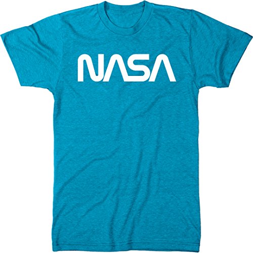 NASA Vintage White Worm Logo Men's Modern Fit Tri-Blend T-Shirt (Vintage Turquoise, Large)