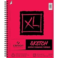 Canson XL Series Paper Sketch Pad for Charcoal, Pencil and Pastel, Side Wire Bound, 50 Pound, 9 x 12 Inch, 100 Sheets