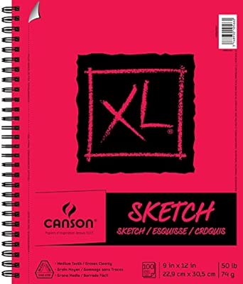 Canson Xl Series Paper Sketch Pad For Charcoal Pencil And Pastel Side Wire Bound 50 Pound 9 X 12 Inch 100 Sheets