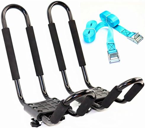 Mrhardware Universal 1 Pairs Kayak Carrier Canoe Boat Surf Ski Roof Top Mounted on Car SUV Crossbar（Manufacturer Has Finished The Assembly）（Double mounting plate）