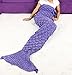 Sun Cling® Mermaid Tail Blanket Crochet for Adult Teens Kids Living Room Bedroom Sofa Super Soft Scales Blankets Sleeping Bags-Purple
