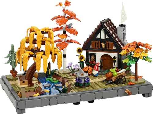LEGO Icons Herbstlicher Landhausgarten - umgestaltbare Schreibtischdeko für Erwachsene - Tiere Minifiguren - Modellbau im Landhausstil - Kreatives Bauset - Geschenk für Männer & Frauen - 11372 8