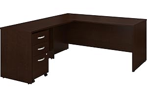 Bush Business Furniture Series C 66W L Shaped Desk with 48W Return and Mobile File Cabinet in Mocha Cherry
