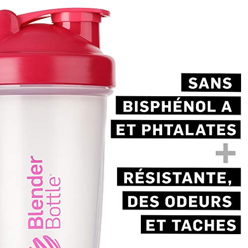 BlenderBottle Classic Shaker cup / Diet Shaker / Protein Shaker with Blenderball / 590ml - clear pink