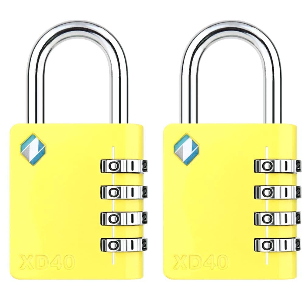 [ZARKER XD40] Heavy Duty Outdoor 4-Digit Combination Padlock for Locker, Gym, gate, shed, Tool Box, Door, Cabinet and Garage with Code - Yellow 2Packs