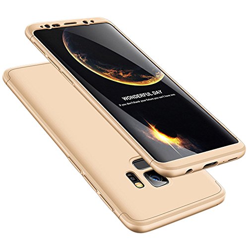 Galaxy S9 Case, ACMBO 3 in 1 Ultra Thin Slim Fit Full Protection Shockproof Anti-Scratch Hard PC Plastic Protective Bumper Case Cover for Samsung Galaxy S9 5.8 inch, Gold
