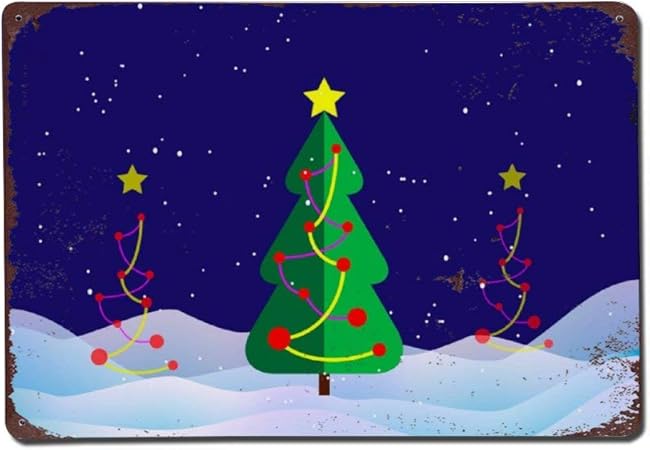 Paesaggio Immagini Natalizie Vintage.Wendana Inverno Paesaggio Natale Albero Neve E Snowdrifts Metallo Cartello Vintage Home Wall Art Decor Targa Metallo Poster Per Garage Bambini Camera Regali Di Natale Compleanno Amazon It Casa E Cucina