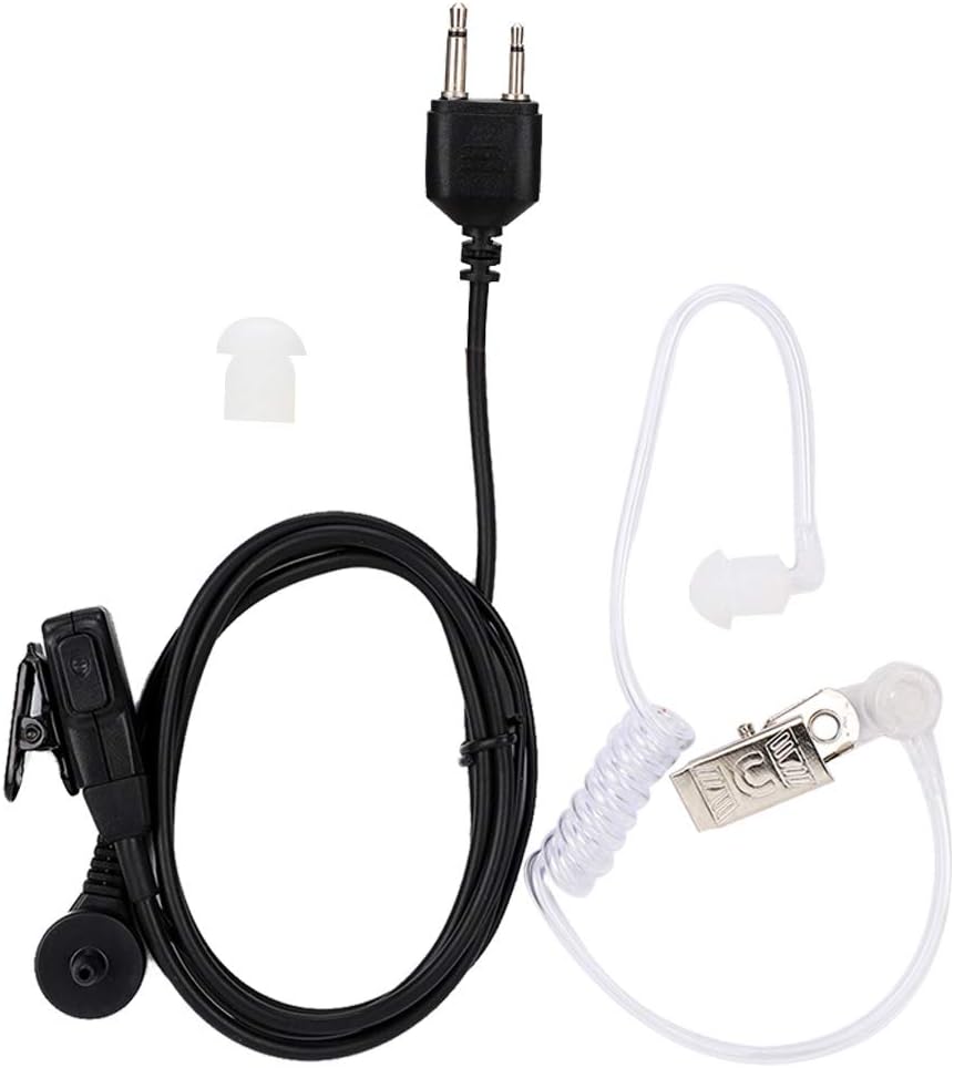 2 Pin Walkie Talkie Headset, Two Way Radio In-ear Earpiece PTT MIC for 2-pin Models Walkie Talkies