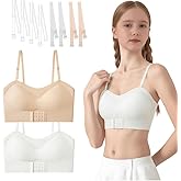 YoBeLove Teen Girls Strapless Bandeau Bra 2 Pack Seamless Underwear Breathable Bras Bralettes for 10-18 Years