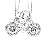 O.RIYA Mother & Daughter No Matter Where Compass Necklaces Set heart , mother daughter necklace set for 2 Half Broken Heart Necklace ,Two Piece Double Necklace Set