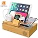 CHGeek Bamboo Wireless Charger-Charging-Station-for-Multiple-Devices, Charging Dock for Apple Watch, AirPods. Wireless Charging Organizer for iPhone. Compatible iPhone 11/11 Pro(Max)