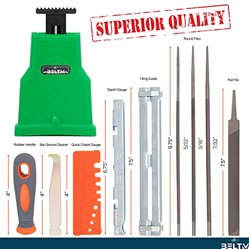 Chainsaw Sharpener Kit, Chainsaw Teeth Sharpener for 14/16/18/20 Inch One/Two Holes. Safest/Fastest Manual Chainsaw Blade Sharpener Tools. Compact Design Chainsaw Tool Pouch. Unique Chainsaw File Set