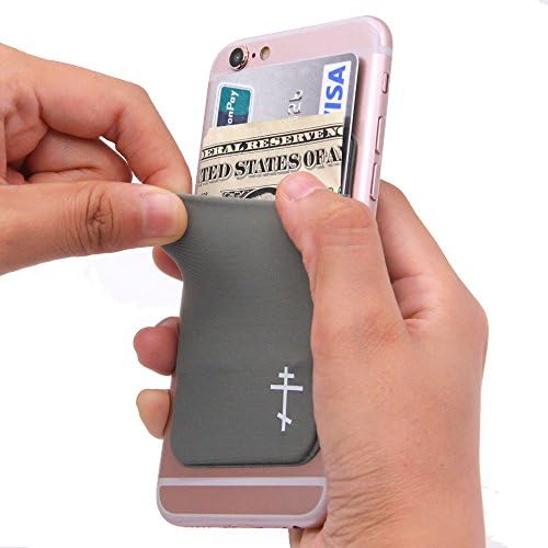 Lycra Cell Phone Card Holder, Sticker Firmly Adhesive Stick Back Cover Credit Card Holder Pouch Pocket for Mobile Cell Phones(grey)