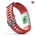 moreFit Fitness Tracker, Slim HR Plus Heart Rate Smart Bracelet Pedometer Wearable Waterproof Activity Tracker Watch, Silver/Red