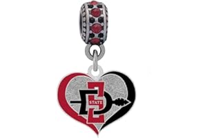 FINAL TOUCH GIFTS San Diego State University Swirl Heart Charm Fits Compatible With Pandora Style Bracelets
