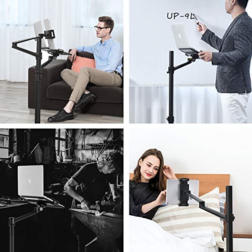 Upergo Tablet and Laptop Floor Stand with Wheels,2in1 Rolling Floor