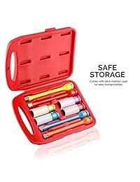 Neiko 02453 un par Limitar Barra de extensión y profundo de llaves de vaso de impacto, 1 2" Crmo   8 piezas)