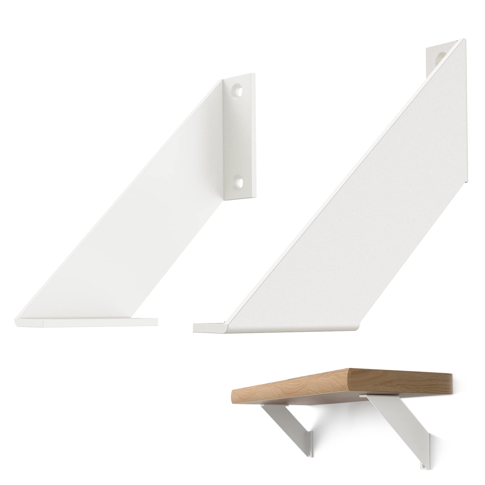 ChasBete White Shelf Brackets, Shelf Supports Metal Rust Resistant Shelf Brackets, 20cm Shelf Angle Wall Bracket 2 Pieces — image 1