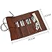 Leather Pencil Case, Fashion & Vintage Pencil Pouch for Men, Leather Pencil Roll, Pen Roll, Pen Holder Organizer for Pencils, Pens, Brushes, Headphone, Ruler
