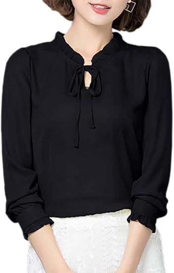 Amazon ネクシード ブラウス シャツ シフォン 長袖 フォーマル レディース トップス 4色展開 白 黒 青 ピンク シャツ ブラウス 通販