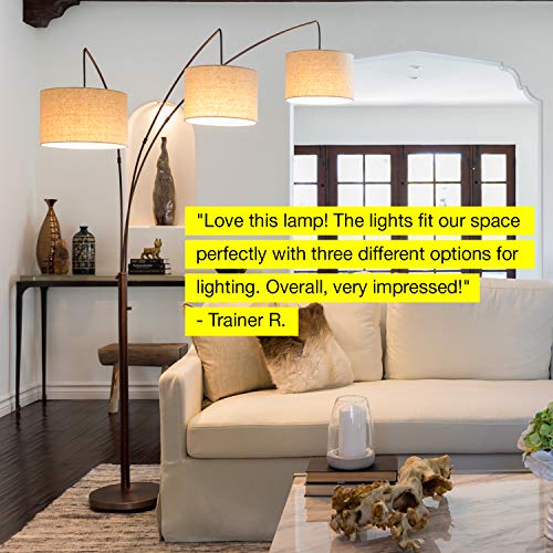 Brightech Trilage Arc Floor Lamp w/Marble Base - 3 Lights ...