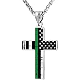 JUHIOPOI Cross Pendant Necklace For Mens Women Jewelry Religious Pendant Chain Necklace