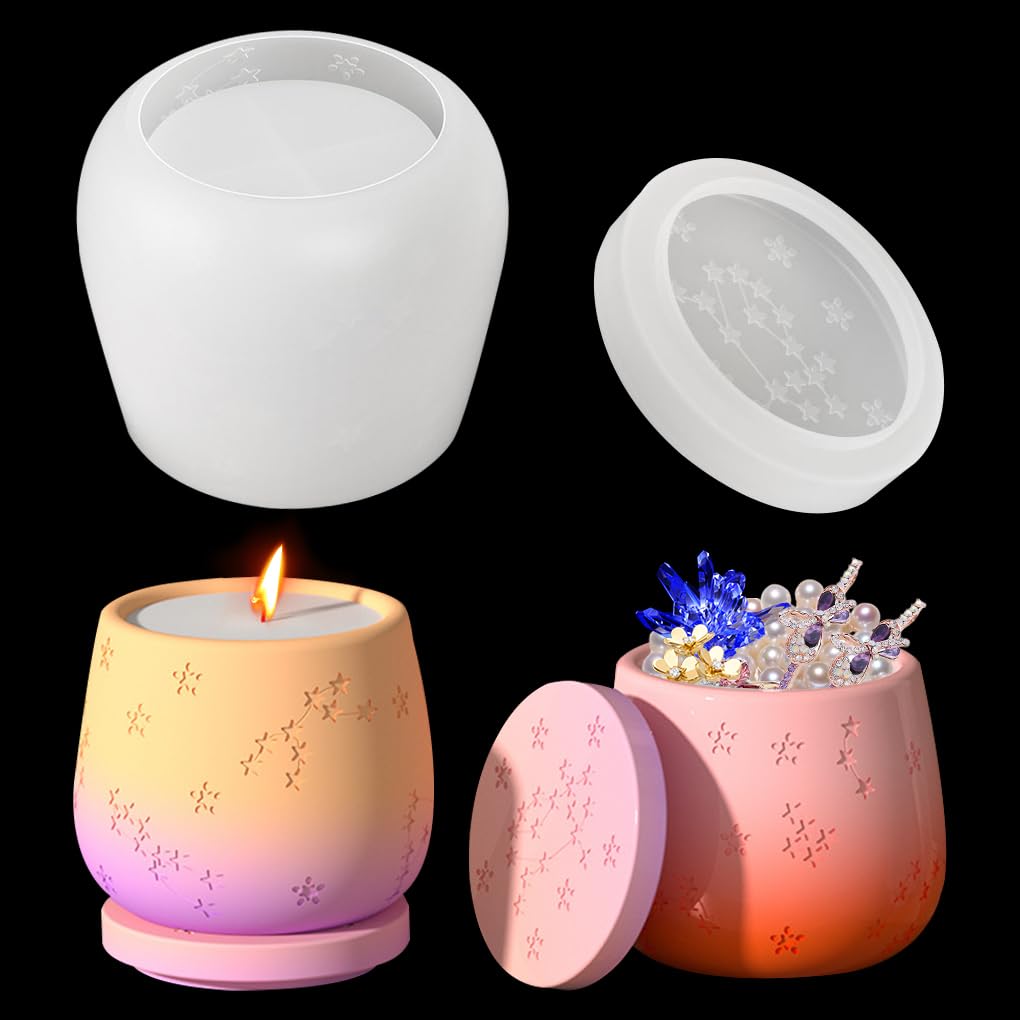 FineInno Jar Resin Silicone Moulds Vase Casting Moulds Jewelry Moulds for Epoxy Candle Holder Container Moulds for DIY Art Casting, Home Decor