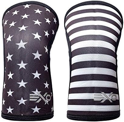 Limited Edition EXO Knee Sleeves Designed with Triple-Reinforcement and Anti-Microbial Neoprene, Sold as 1 Pair (Noah Stars &amp; Strip, L)