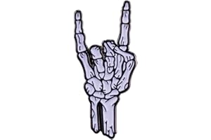 QUREZA Rock Skull Enamel Pin Skull's Hand Brooch Lapel Pin Metal Enamel Horror Brooch Pin Halloween Accessory for Backpack Clothes Hat Decoration Badges for Women Men Girls Kids Gift Halloween