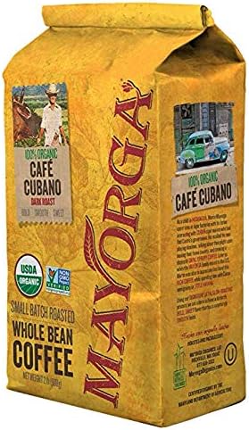 Cafe Cubano Dark Roast, 2 Pound, Whole Bean Coffee, Direct Trade, 100% USDA Organic Certified, Non-GMO, Kosher (Premium pack)