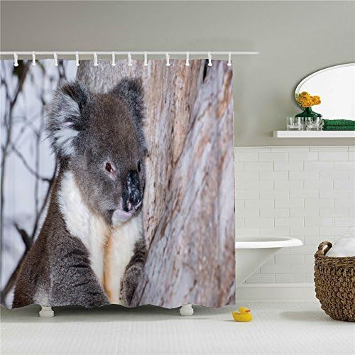 Colorful Cute Koala Bear and Kangaroo Polar Bear Shower Curtain Kids 66x72