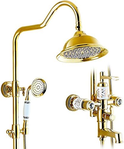 MCC Shower set - Handheld Shower European-style gold-plated round antique hot and cold shower shower Thermostatic Bar Mixer , gold