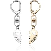 BFF Friendship Keychains for 2 - Best Friend Keychains BFF Gifts for 2 Matching Heart Best Friends Forever Pendant Keyrings Set