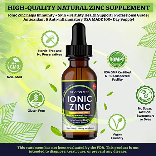 Ionic Liquid Zinc Organic Supplement Drops Immune System Booster