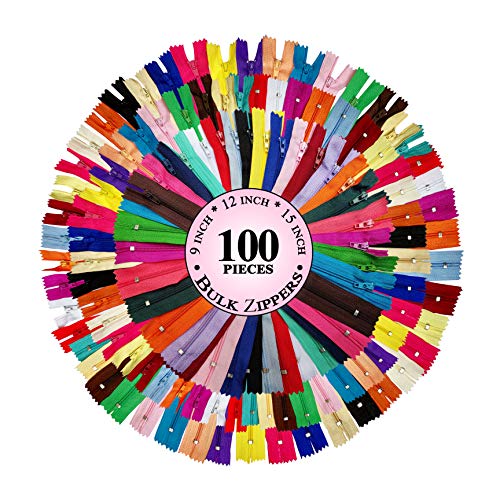 KGS Nylon Zippers | Colorful Zippers for Sewing Crafts | 100 pcs/Pack (9" + 12" + 15") - Thumbnail 6