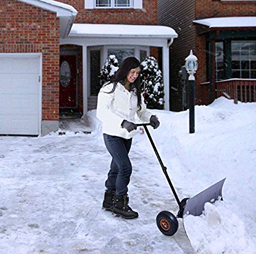 MD Sales Force Premium Snow Shovel, Wheeled Snow Pusher, Durable Wheeled Snow Pusher - Time and Energy Saving Snow Removal Tool