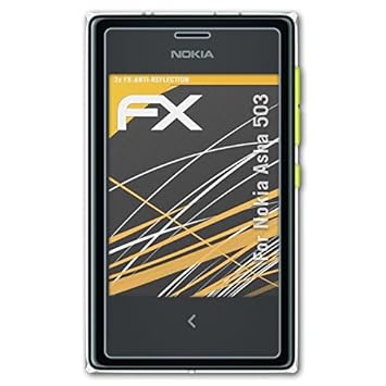 atFolix Panzerfolie kompatibel mit Nokia Asha 503 Schutzfolie, entspiegelnde und stoßdämpfende FX Folie (3X)