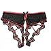 seemehappy Black and Red Open Crotch Cage Open Panty with Satin Bows