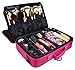 Goldwheat 3-tiers Cosmetic Train Case Professional Artist Makeup Train Case with Shoulder Strap, Pink