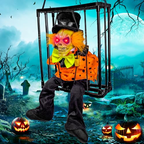 Halloween Screaming Animated Decorations Scary Skull Prisoner Cage at Amazon