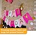 Birthday Decorations - Large Happy Birthday Banner - Theme Birthday Party Decorations - Happy Birthday Letters - Pink Rose Gold For Woman Girl Mom Balloons Hanging Pom Poms Wall Party Supplies