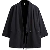 Seidarise Men's Kimono Traditional Japanese Clothing Male Cardigan Noragi Jacket Yukata Coat Haori
