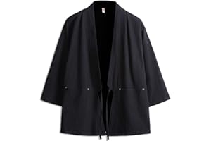 Seidarise Men's Kimono Traditional Japanese Clothing Male Cardigan Noragi Jacket Yukata Coat Haori