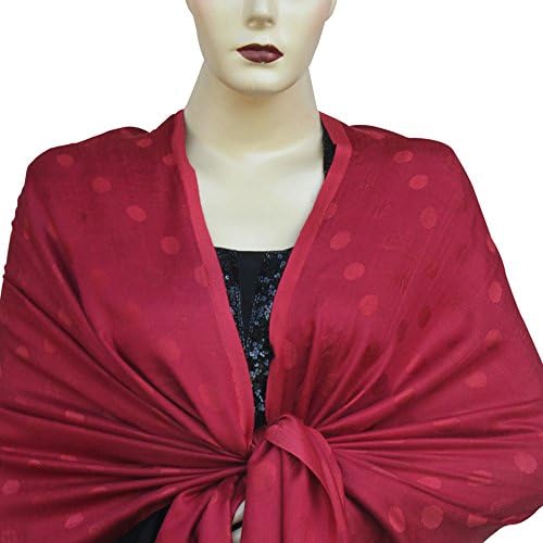 Pashm Silk Soft Pashmina Feel Solid Colour with Dotted Design Stole Shawl 78"x28"